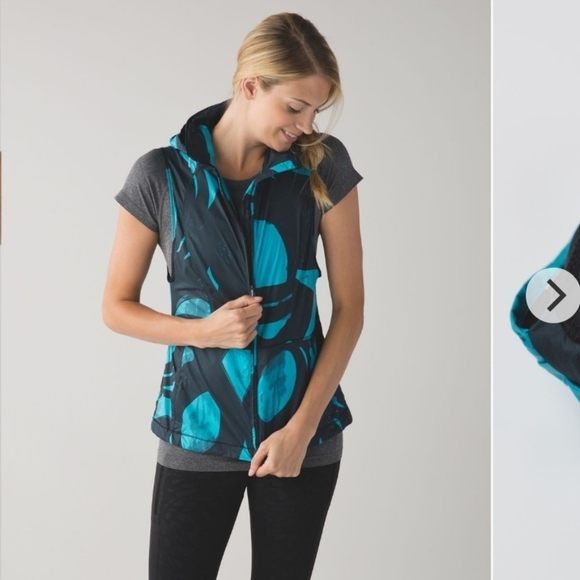 Lululemon Pack-It Vest In Back Spin Stroke Peacock Blue Black - Picture 1 of 12